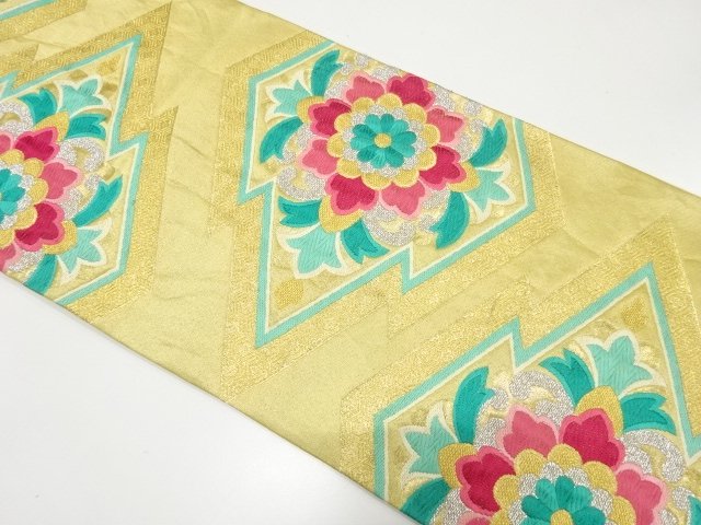 JAPANESE KIMONO / ANTIQUE FUKURO OBI / SILK / WOVEN FLOWER